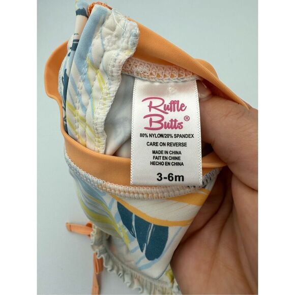 RuffleButts Toddler Tropical Floral Rash Guard One Piece Swimsuit Size 3-6Mo - Picture 6 of 8